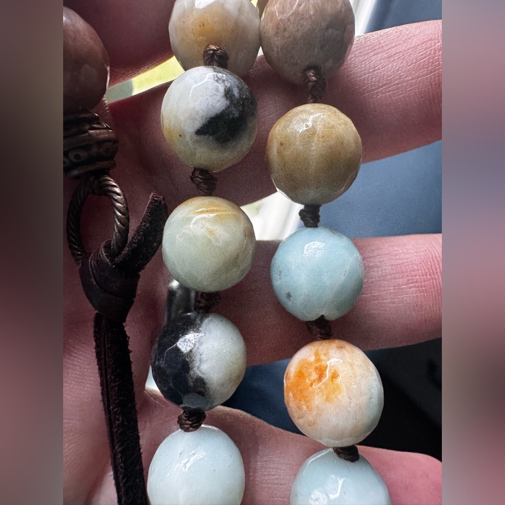 Stone and leather Necklace with Tassel